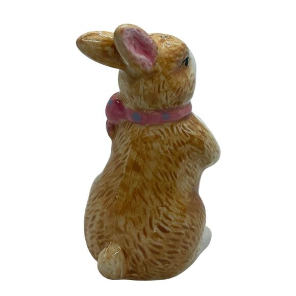 Vintage Brown Bunnies with Pink & Blue Bow around Neck Salt and Pepper Shakers - Picture 11 of 16